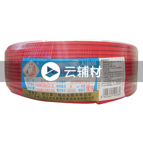武汉二厂BVR6.0^电线 红100米