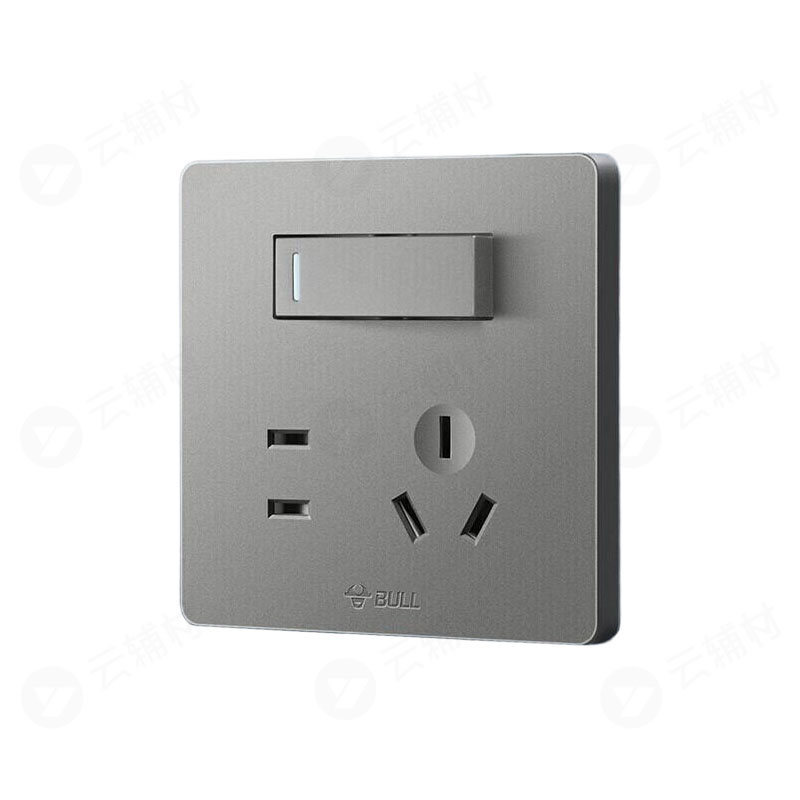 公牛 G12灰 一开五孔双E334