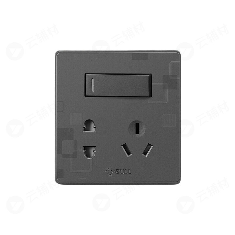 公牛 G18钛金灰 一开五孔双E334