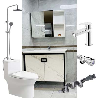 恒洁卫浴套餐七（坐便器71PT+浴室柜BC6068-080+龙头+花洒+角阀+排水管）
